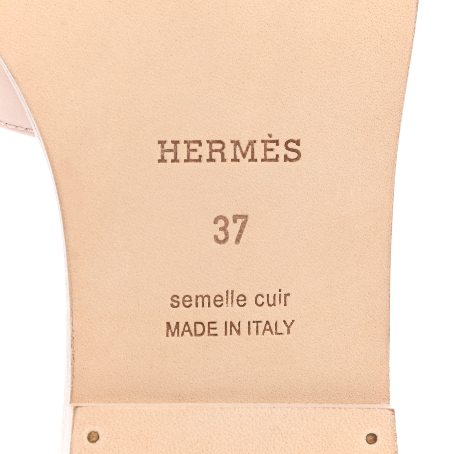 Hermes Box Calfskin Oran Sandals 37 Rose Pale 6 of 9