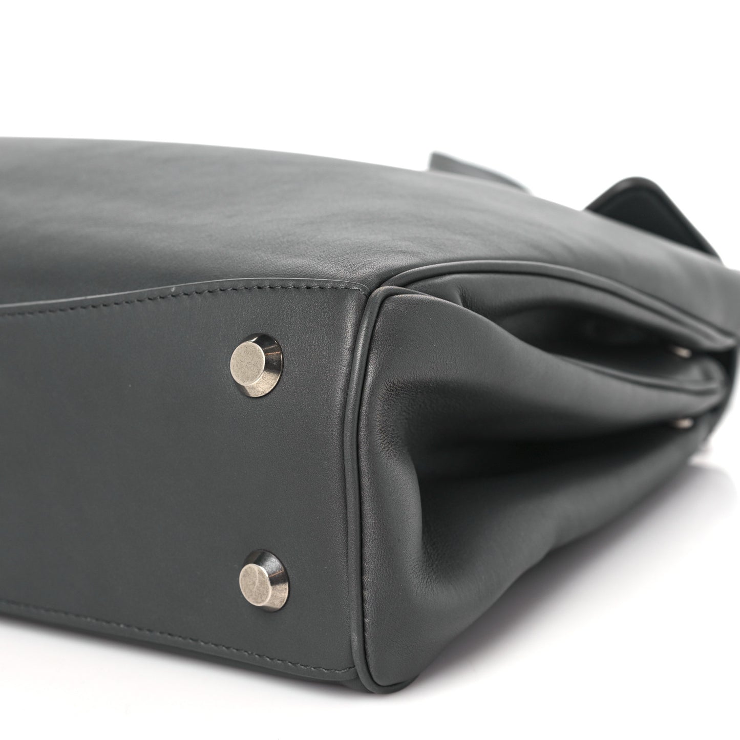 Natural Smooth Calfskin Medium Rodeo Top Handle Handbag Grey