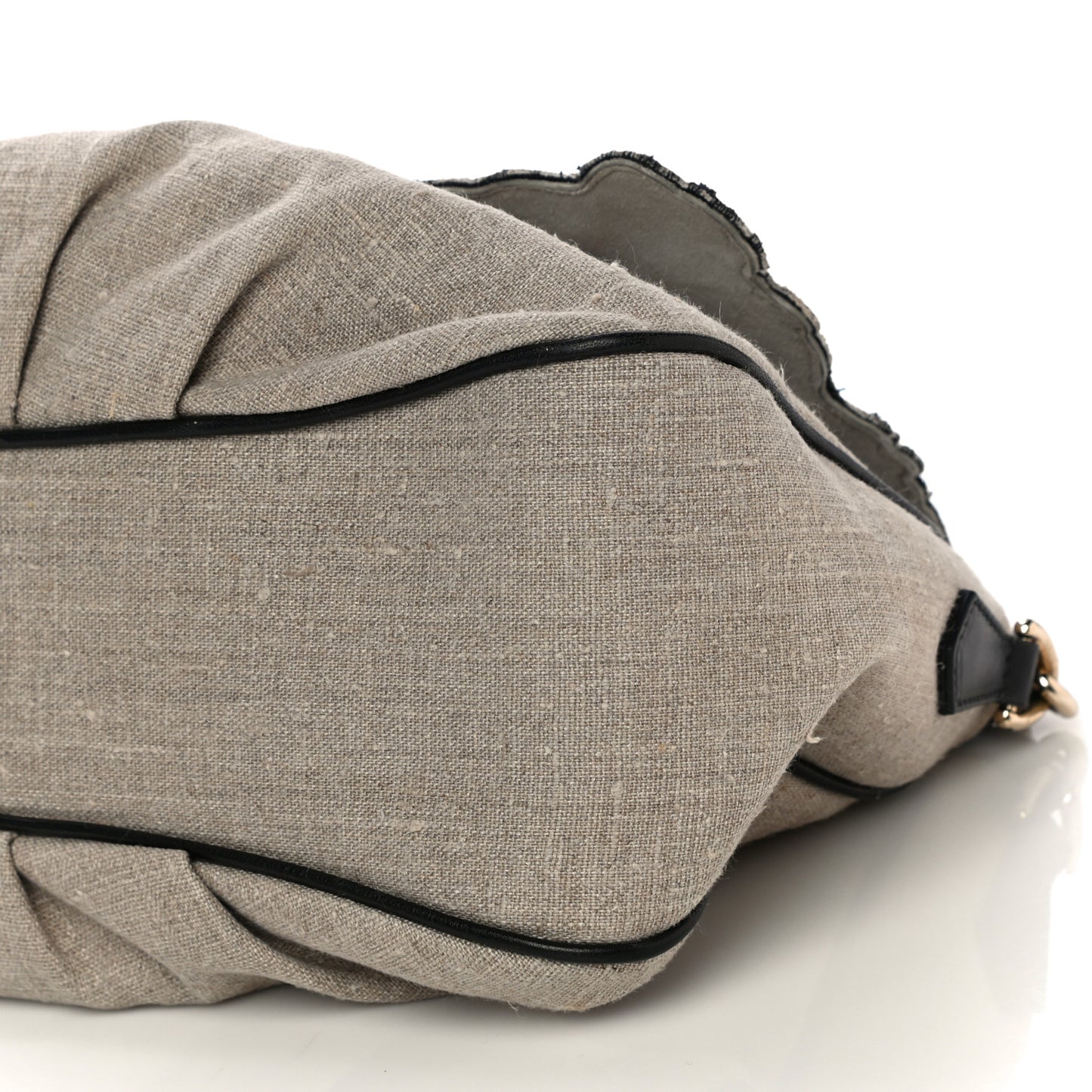 Linen Embroidered Mia Shoulder Flap Beige Black