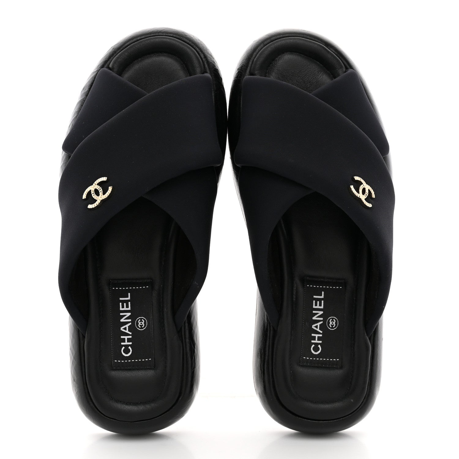 Chanel Fabric CC Mules Sandals 36 Black 2 of 9