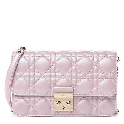 Christian Dior Pearly Lambskin Cannage Miss Dior Promenade Pouch Lotus 1 of 11