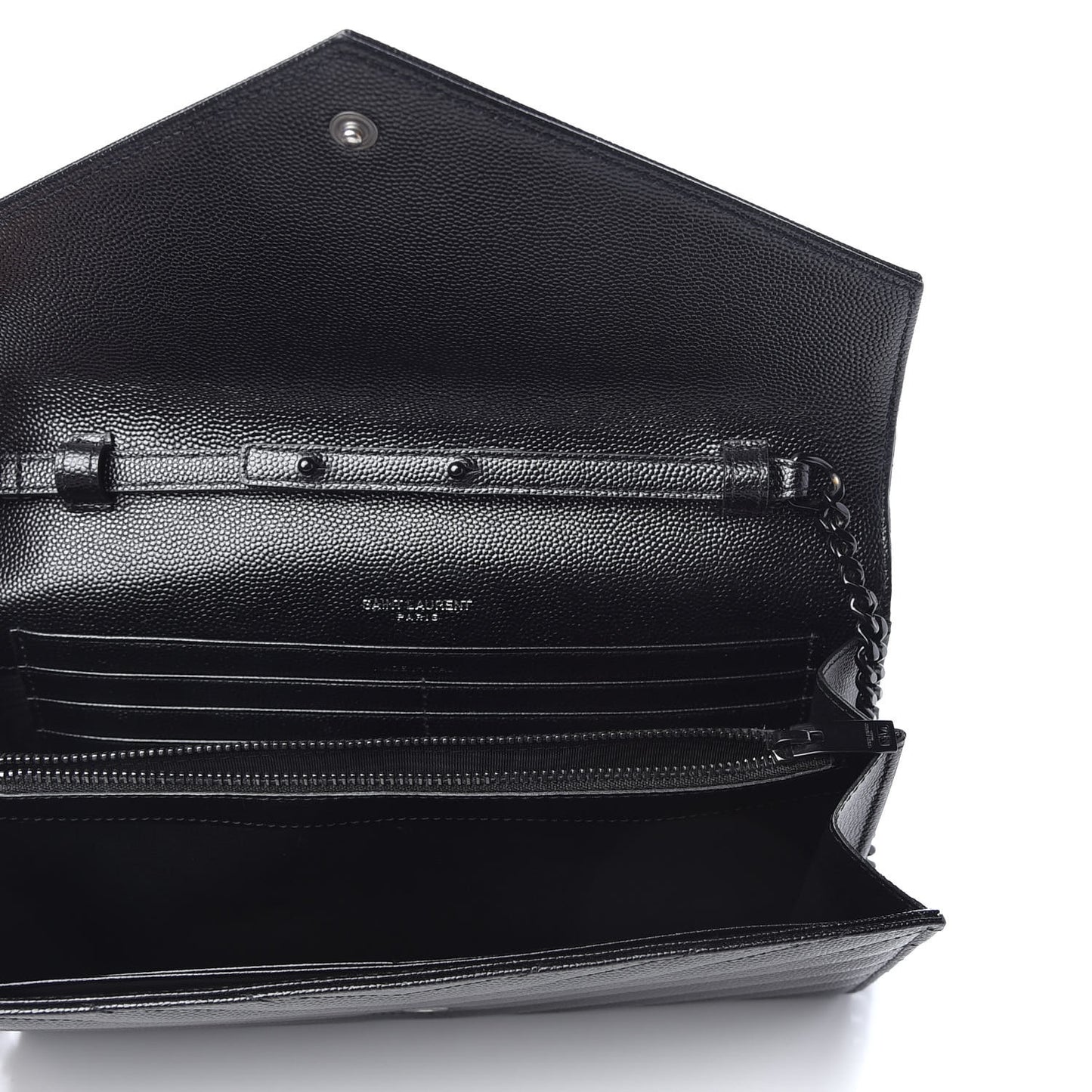 Grain De Poudre Matelasse Chevron Monogram Chain Wallet Black