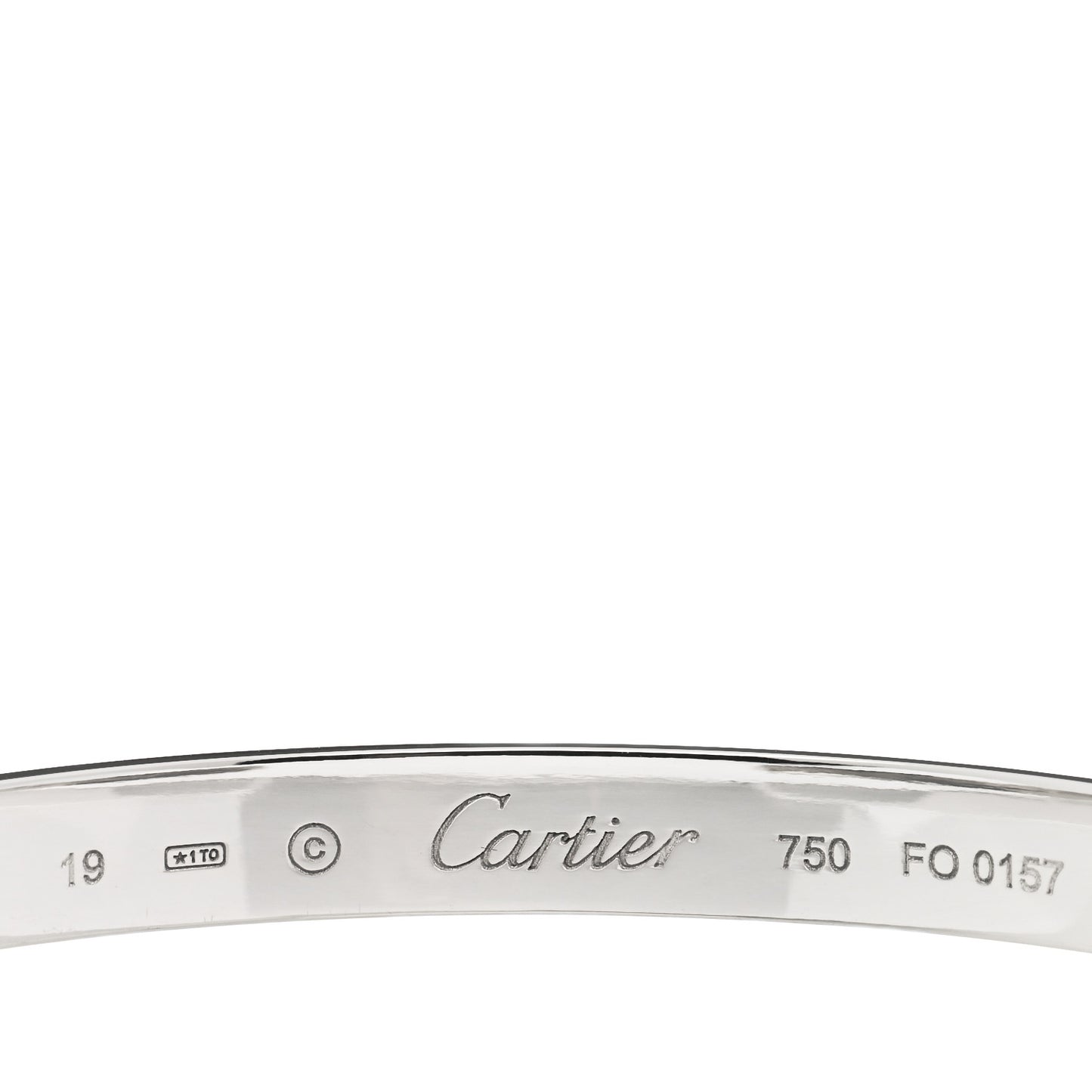 18K White Gold LOVE Cuff Bracelet 19
