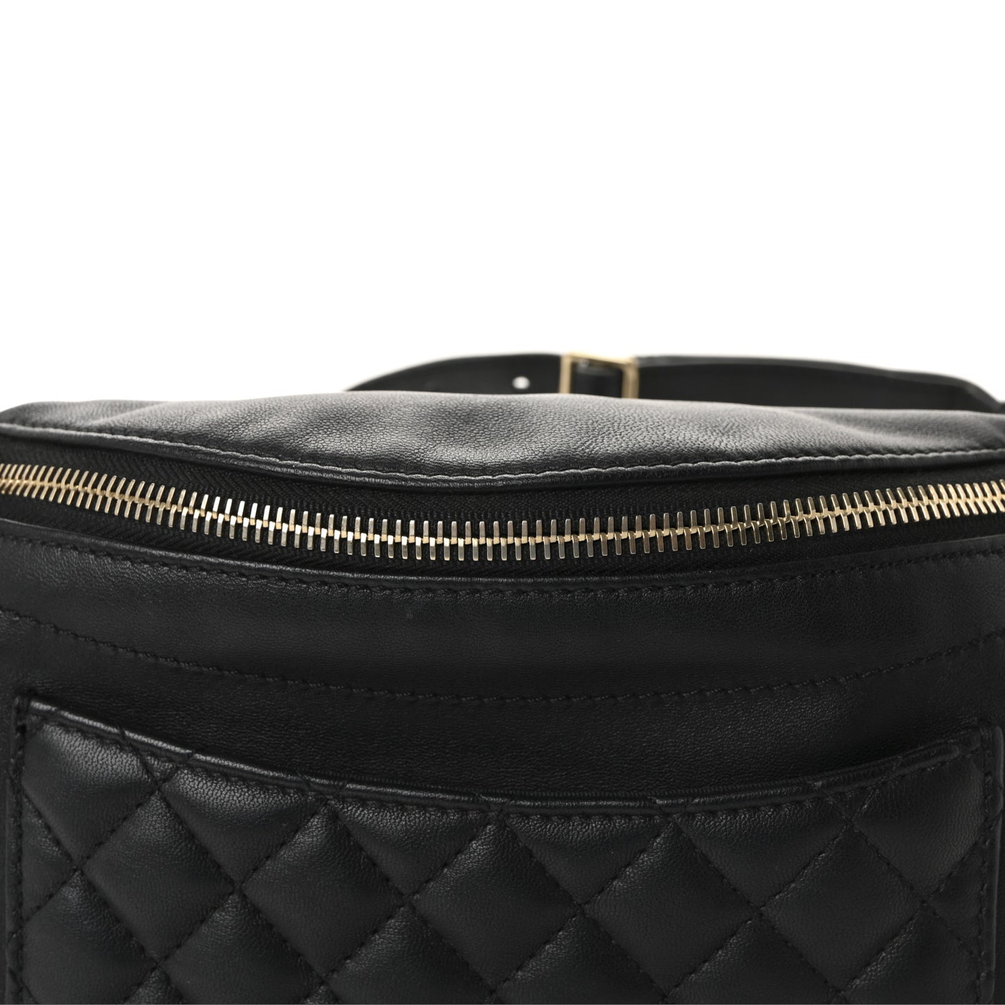 Lambskin Quilted Waist Bag Fanny Pack Black