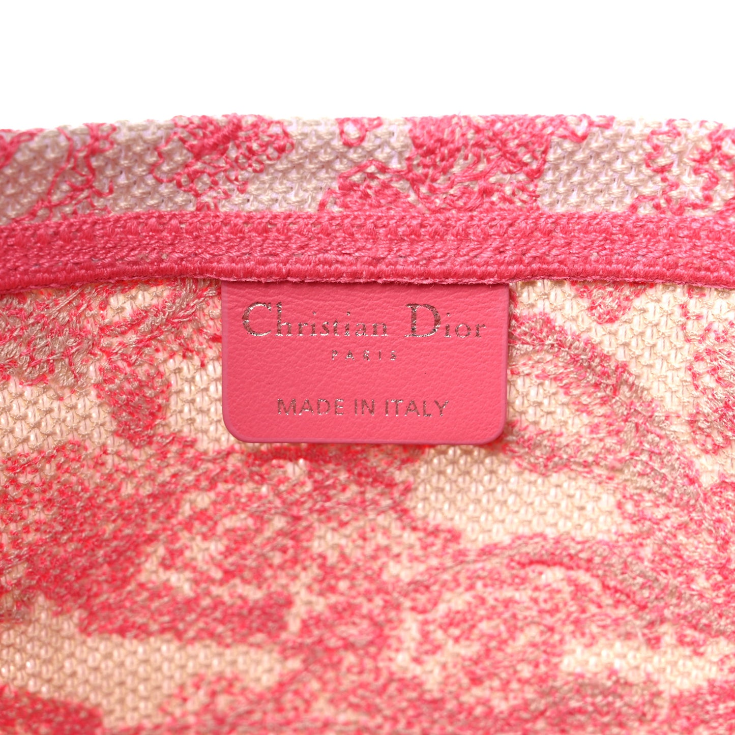 Canvas Reverse Embroidered Toile De Jouy D-Bubble Bucket Bag Peony Pink
