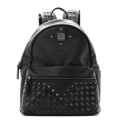 MCM Nylon Monogram Studded Stark Medium Backpack Black 1 of 16