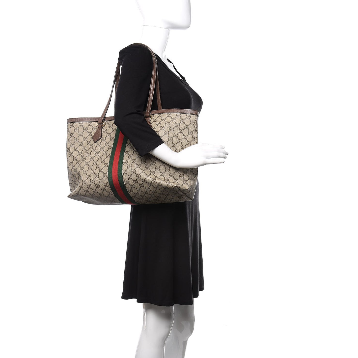 GG Supreme Monogram Medium Ophidia Shopping Tote Brown