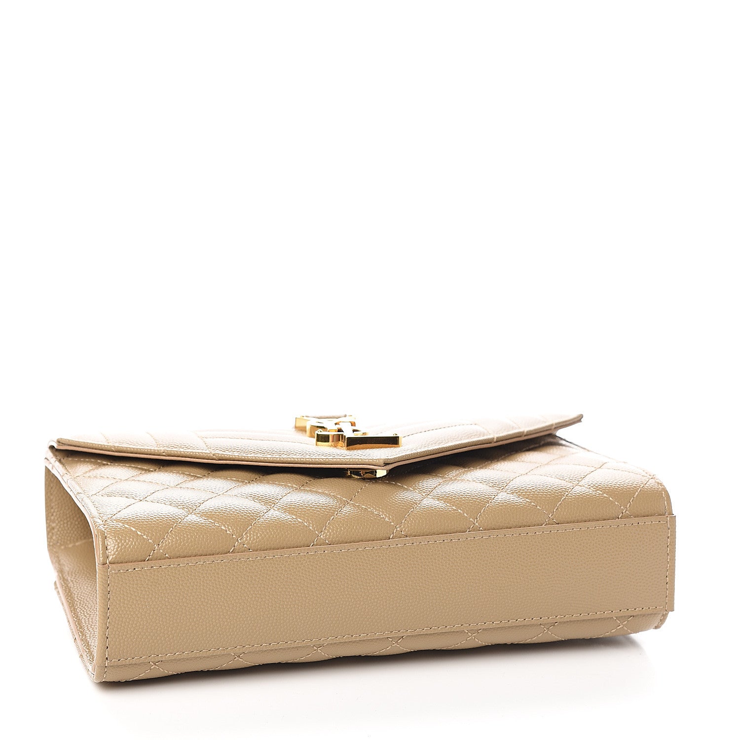 Saint Laurent Grain De Poudre Textured Mixed Matelasse Triquilt Small Monogram Satchel Dark Latte 3 of 8