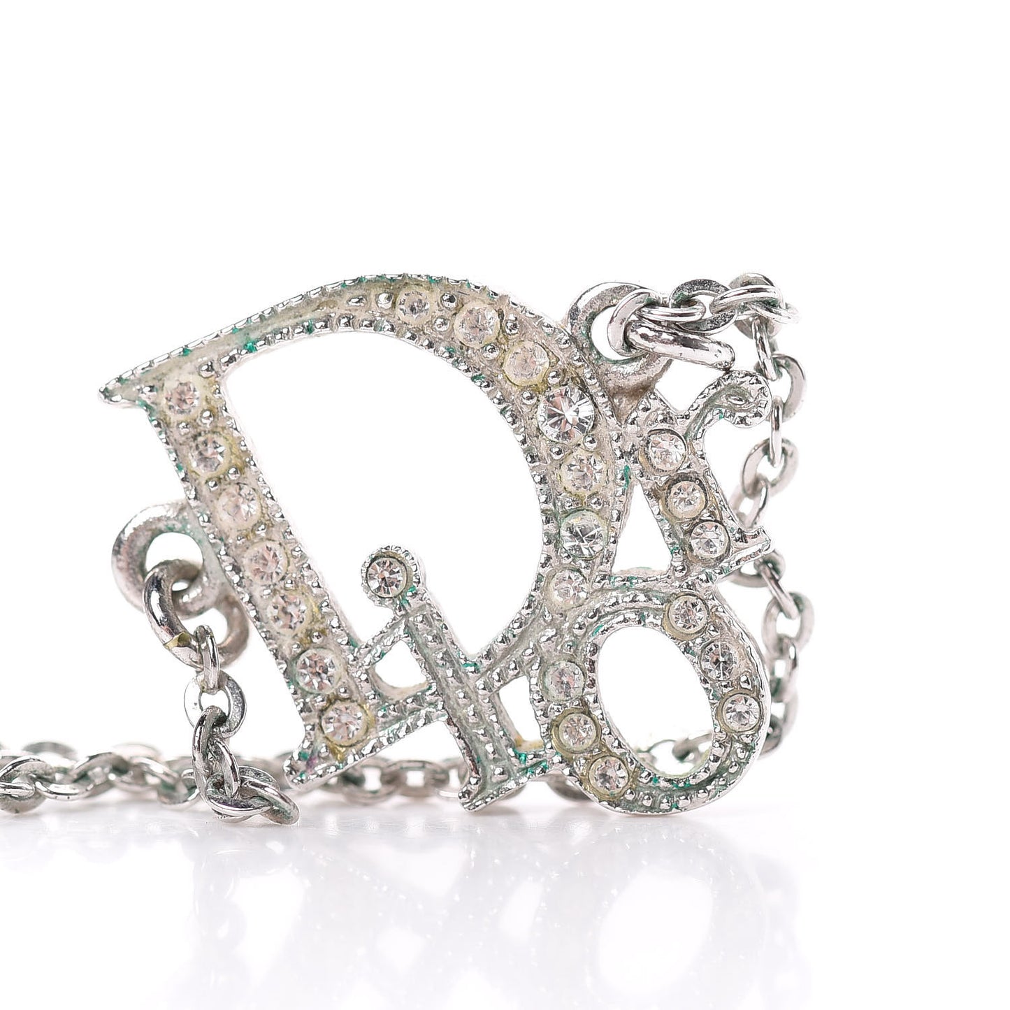 Crystal Logo Necklace Silver
