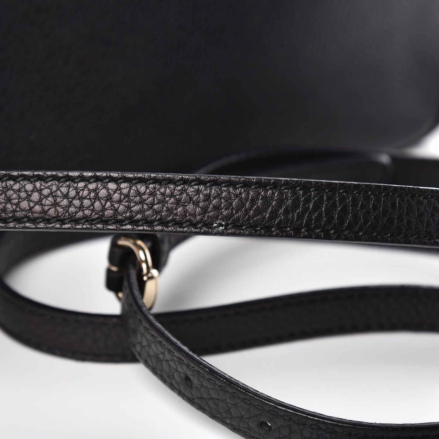 Pebbled Calfskin Small Soho Disco Bag Black
