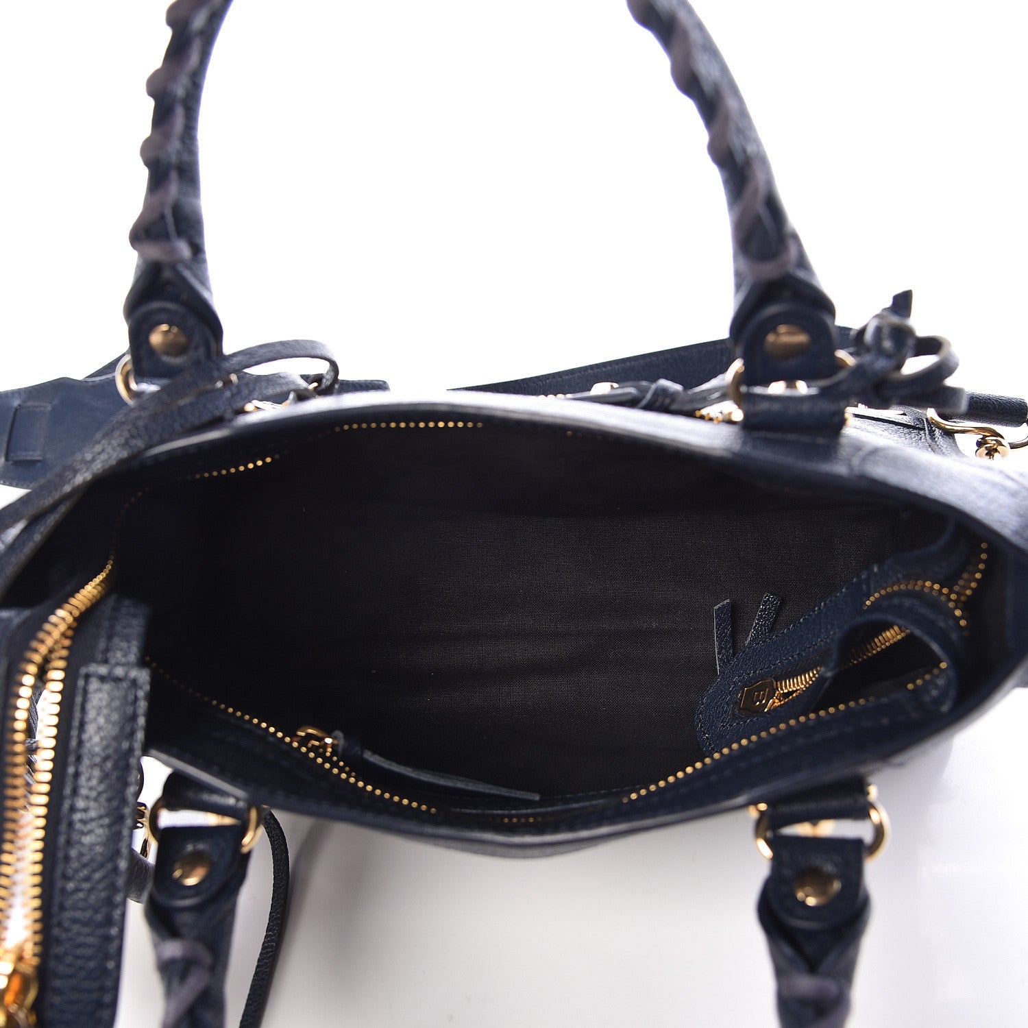 Balenciaga Chevre Gold Metallic Edge Hardware Mini City Bleu Nuit Dark Sea 5 of 10