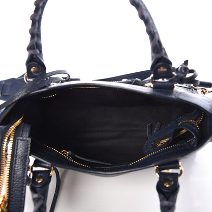 Balenciaga Chevre Gold Metallic Edge Hardware Mini City Bleu Nuit Dark Sea 5 of 10