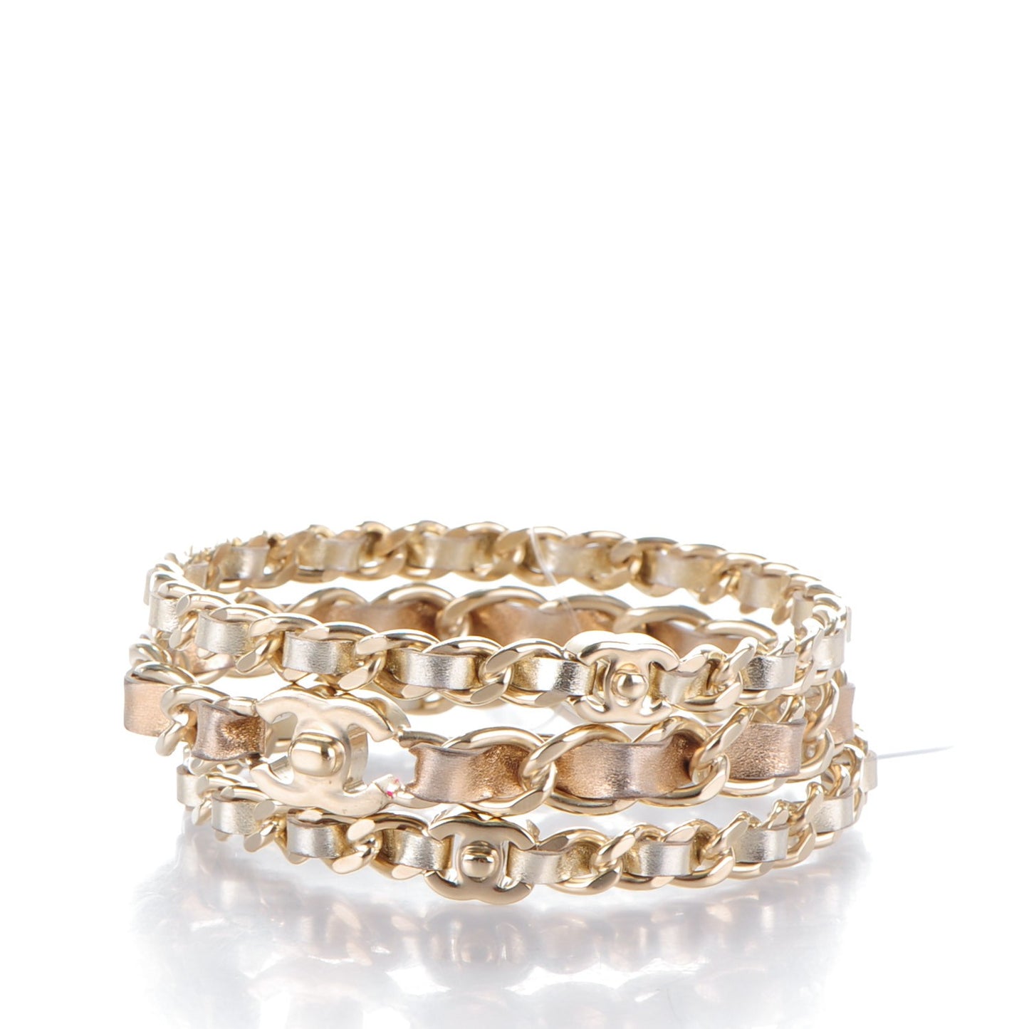 Lambskin Chain CC Bangle Set of 3 Gold