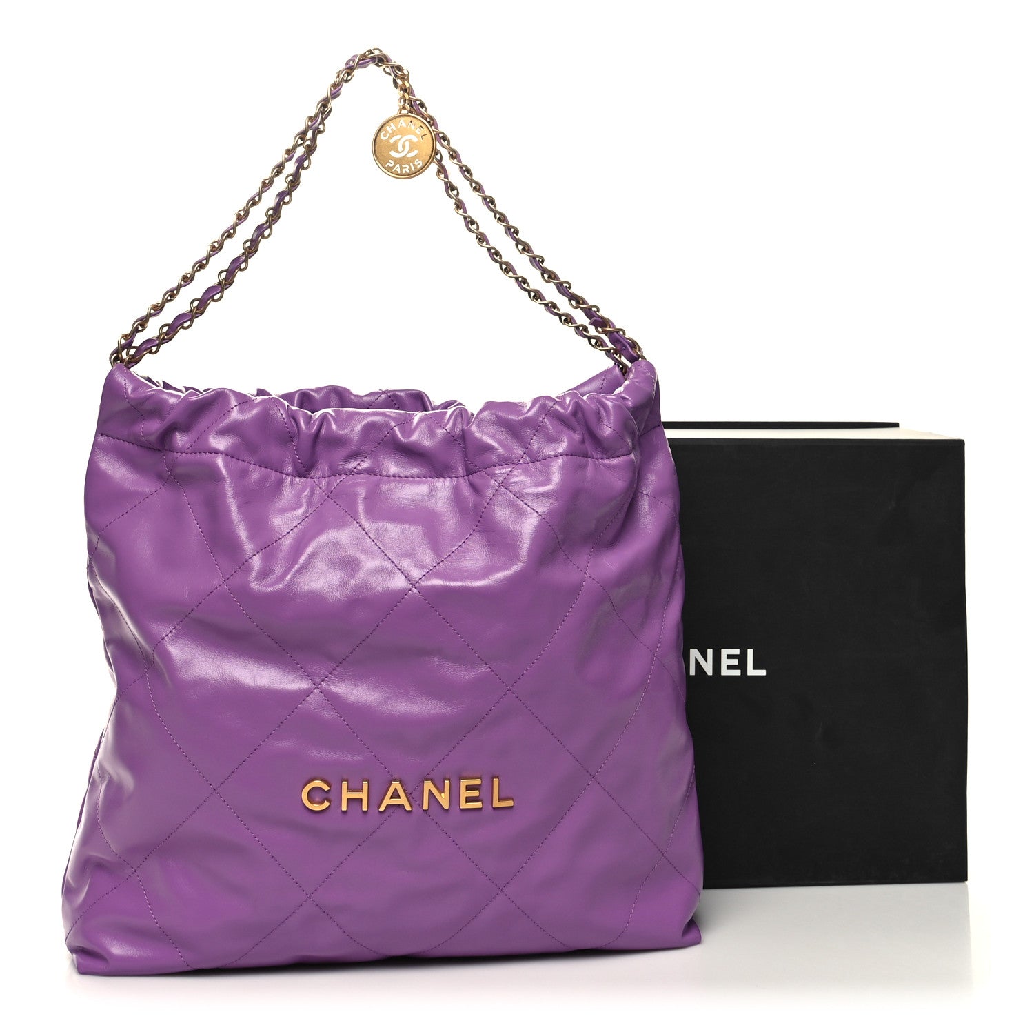 Chanel Shiny Calfskin Quilted Small Chanel 22 Purple 13 of 13