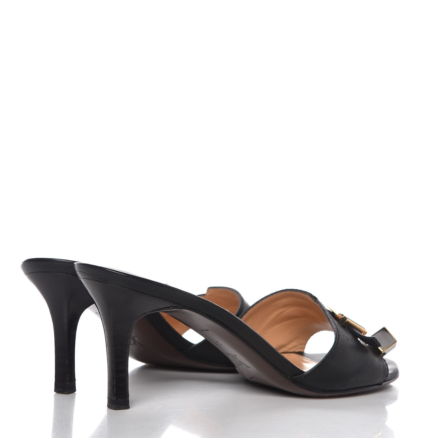 Louis Vuitton Calfskin Open Toe Mules 37 Black 4 of 12