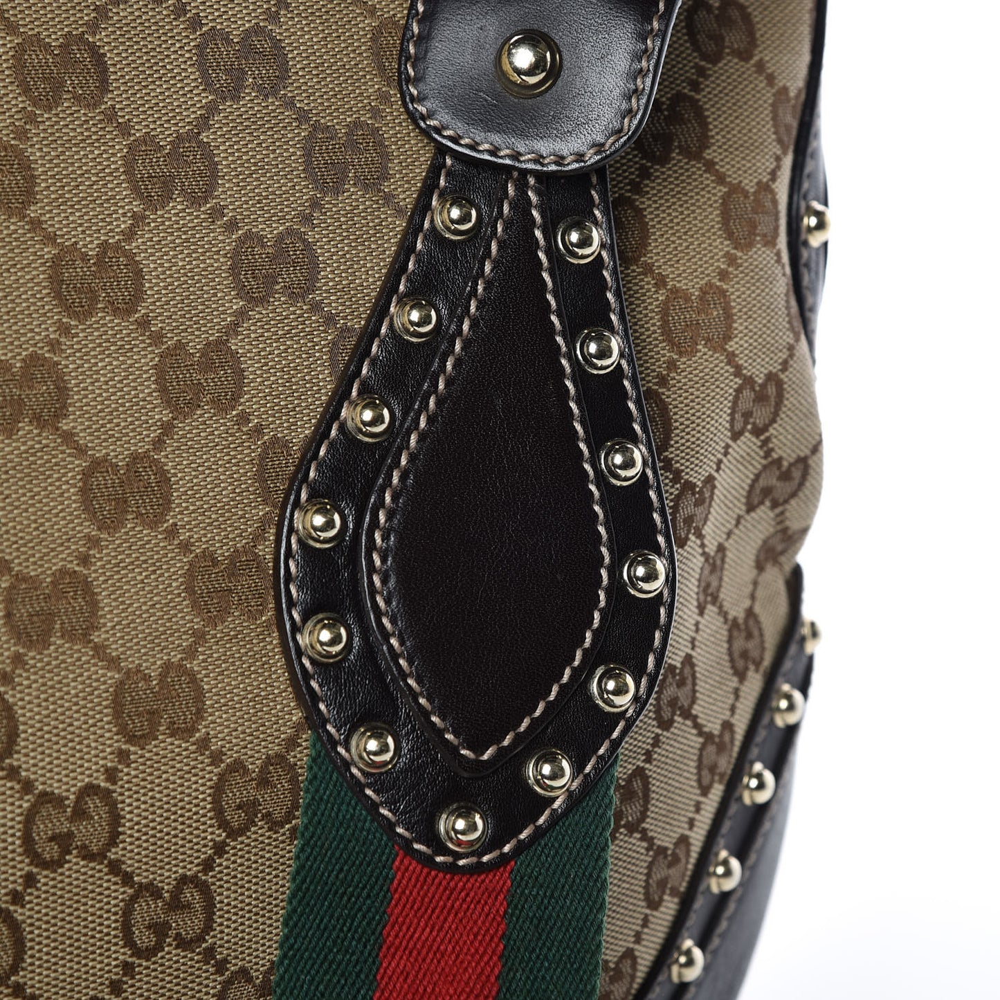 Monogram Web Pelham Studded Shoulder Bag Brown