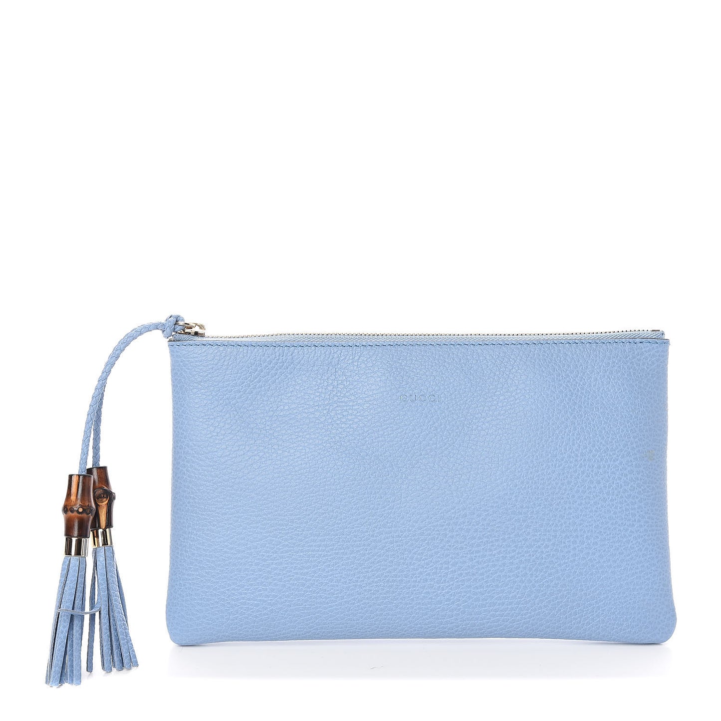 Calfskin Large Bamboo Clutch Mineral Blue
