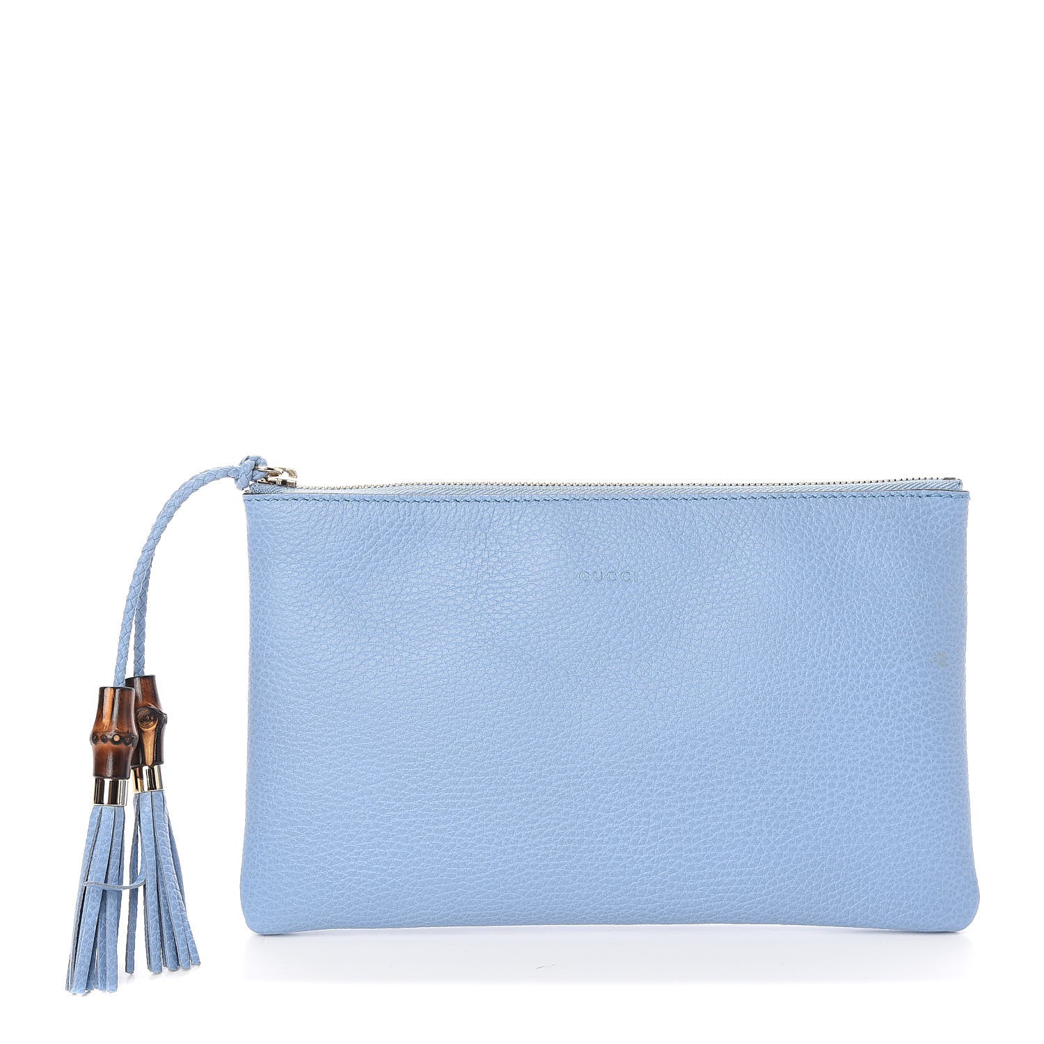 Gucci Calfskin Large Bamboo Clutch Mineral Blue 1 of 9