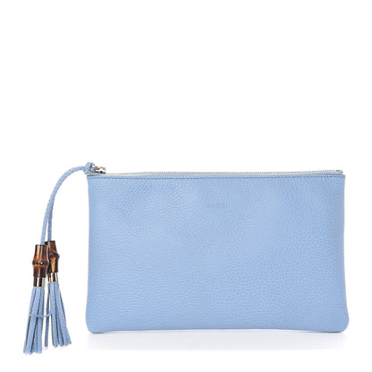 Gucci Calfskin Large Bamboo Clutch Mineral Blue 1 of 9