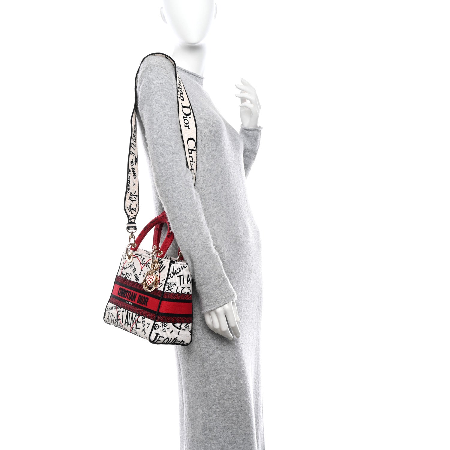 Christian Dior Canvas Medium DiorAmour Graffiti Lady D-Lite Latte 2 of 12