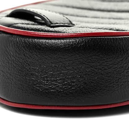 Gucci Azalea Calfskin Matelasse Diagonal Torchon GG Marmont Belt Bag 75 30 Black Romantic Cerise 10 of 12