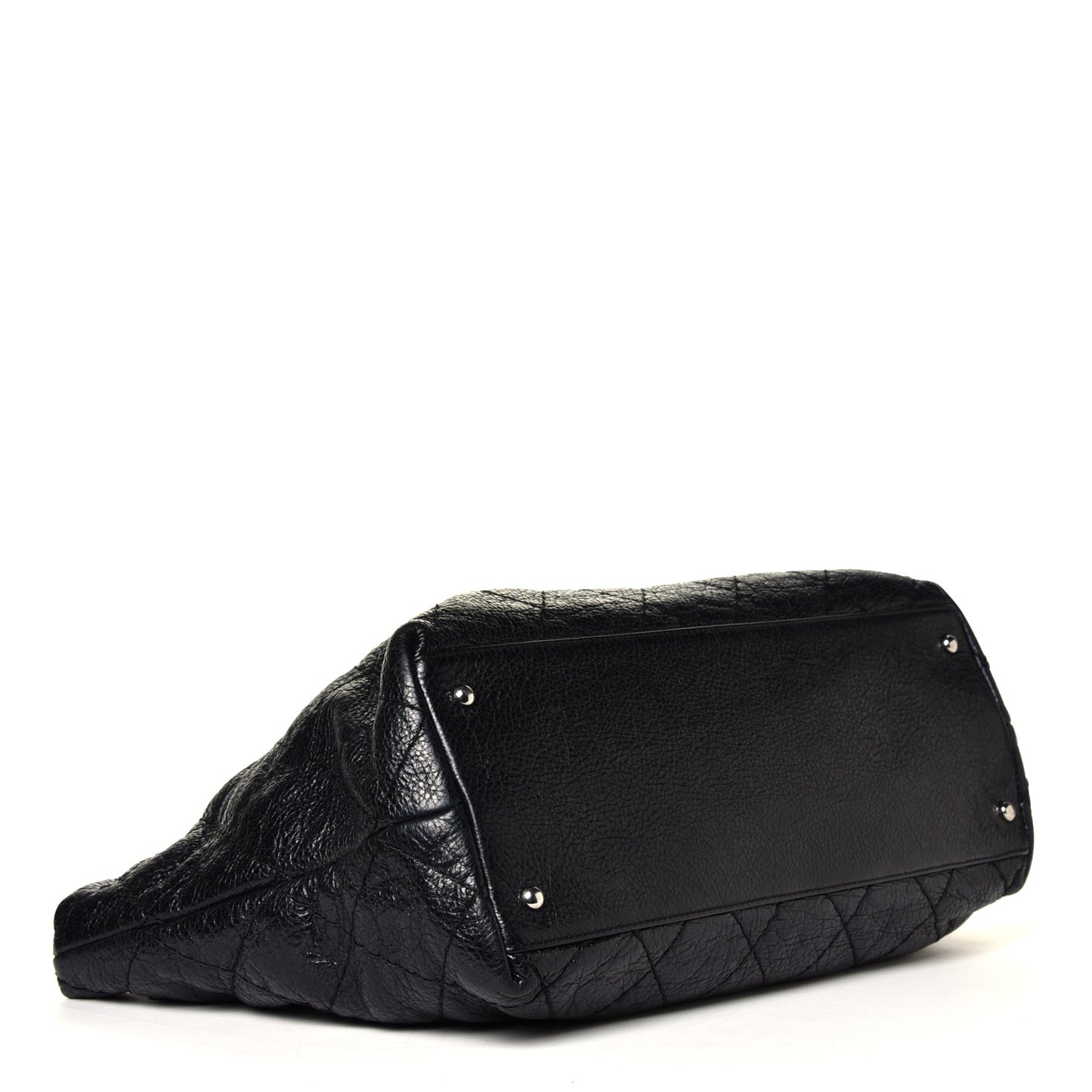 Glazed Calfskin Large On The Road Tote Black
