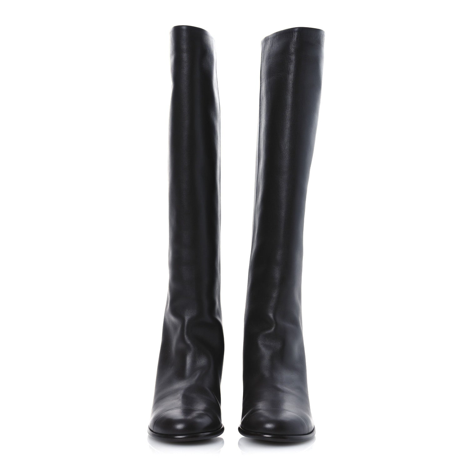 Chanel Calfskin CC High Boots 37.5 Dark Brown 3 of 13
