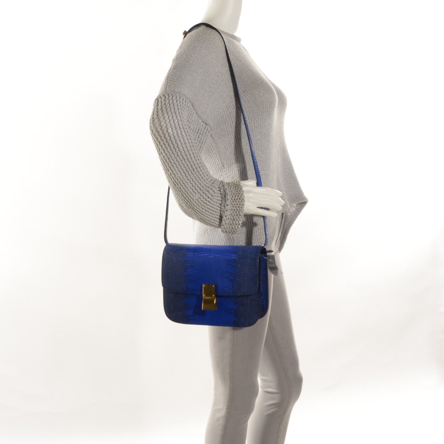 Celine Lizard Medium Classic Box Flap Bag Indigo 2 of 6