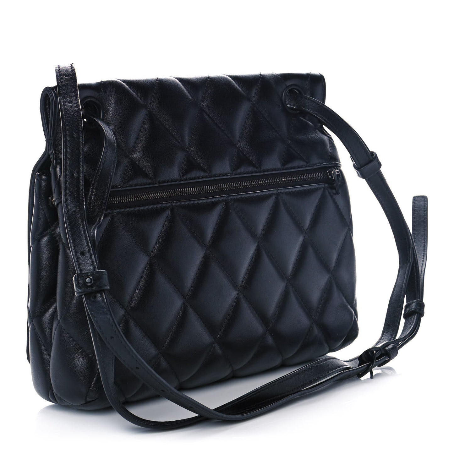 Nappa Calfskin Quilted Medium Touch B Shoulder Bag Black
