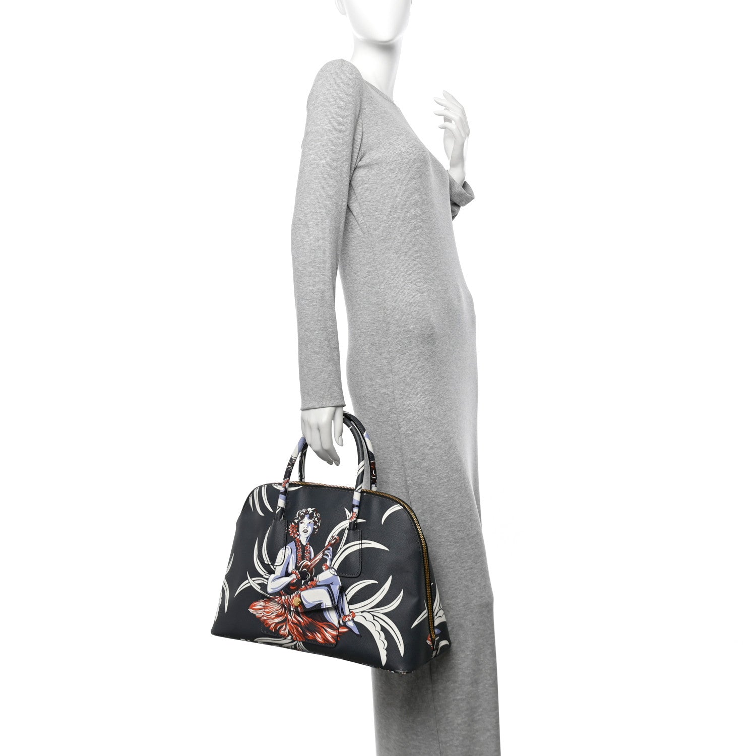 Prada Saffiano Print Hawaiian Girl Front Pocket Tote Smeraldo 2 of 14