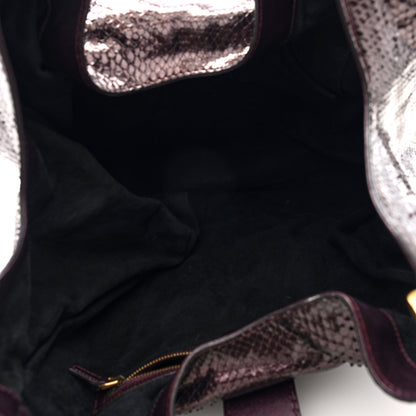 Gucci Snakeskin Medium Soft Stirrup Shoulder Bag Brown 5 of 10
