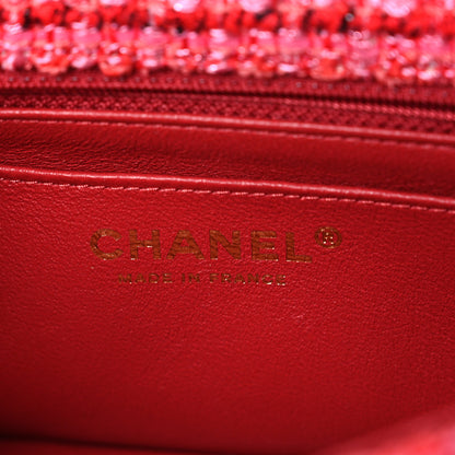 Chanel Tweed Quilted Mini 2.55 Reissue Flap Red Ecru Black 6 of 10