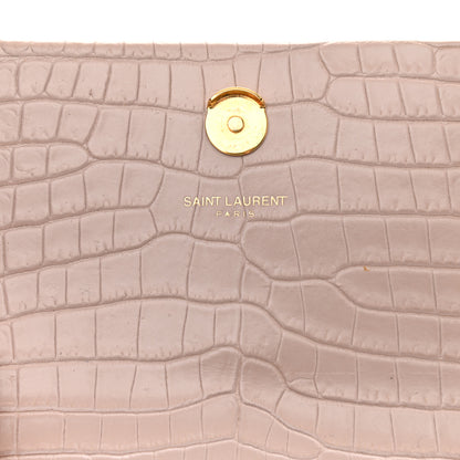 Saint Laurent Calfskin Crocodile Embossed Small Classic Monogram Kate Tassel Satchel Light Pink 5 of 13