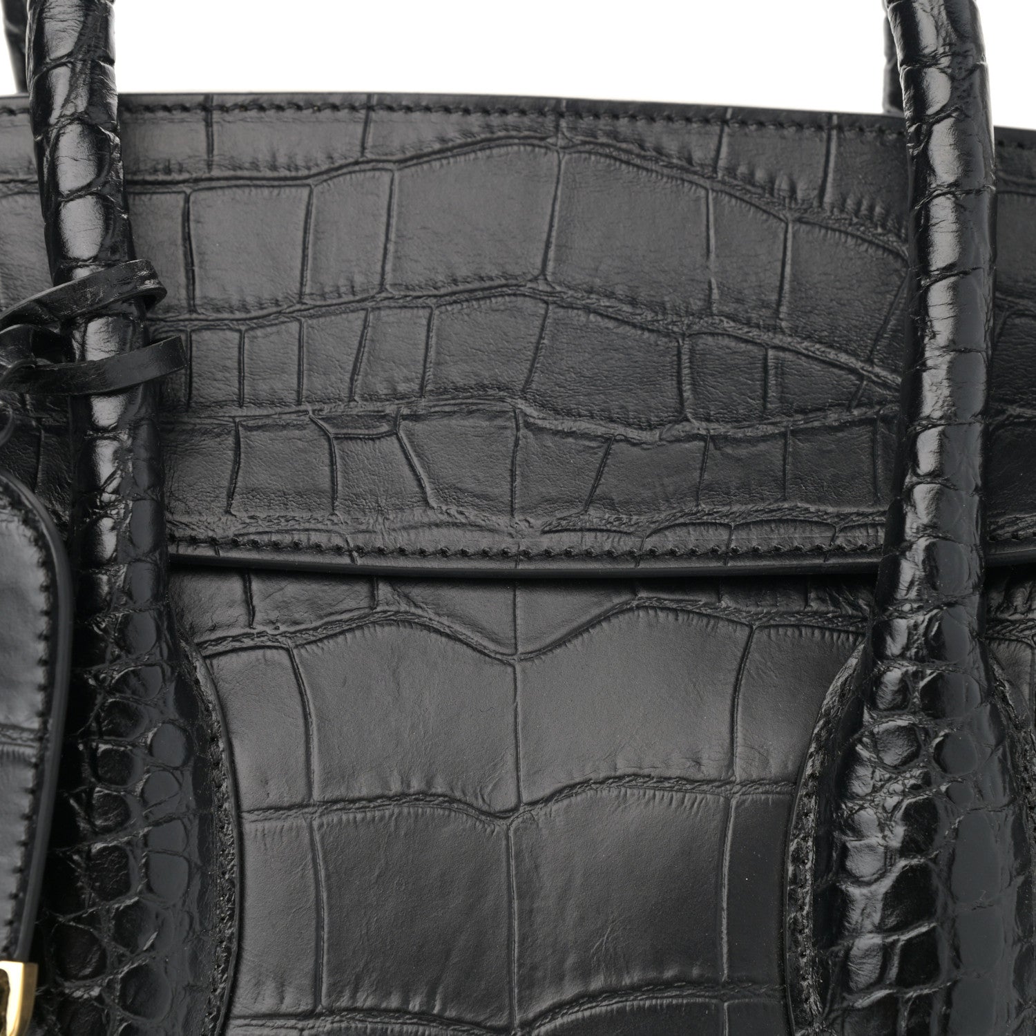 Alexander McQueen Calfskin Crocodile Embossed Small Heroine 30 Black 8 of 12