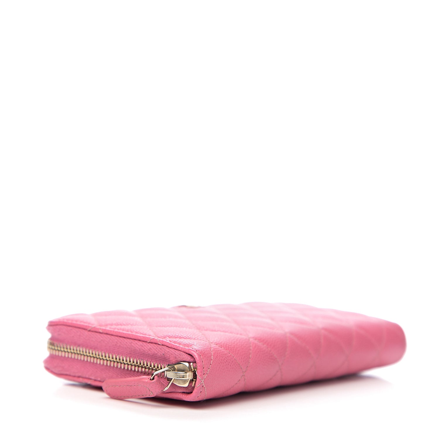 Caviar Quilted Large Gusset Zip Around Wallet Pink