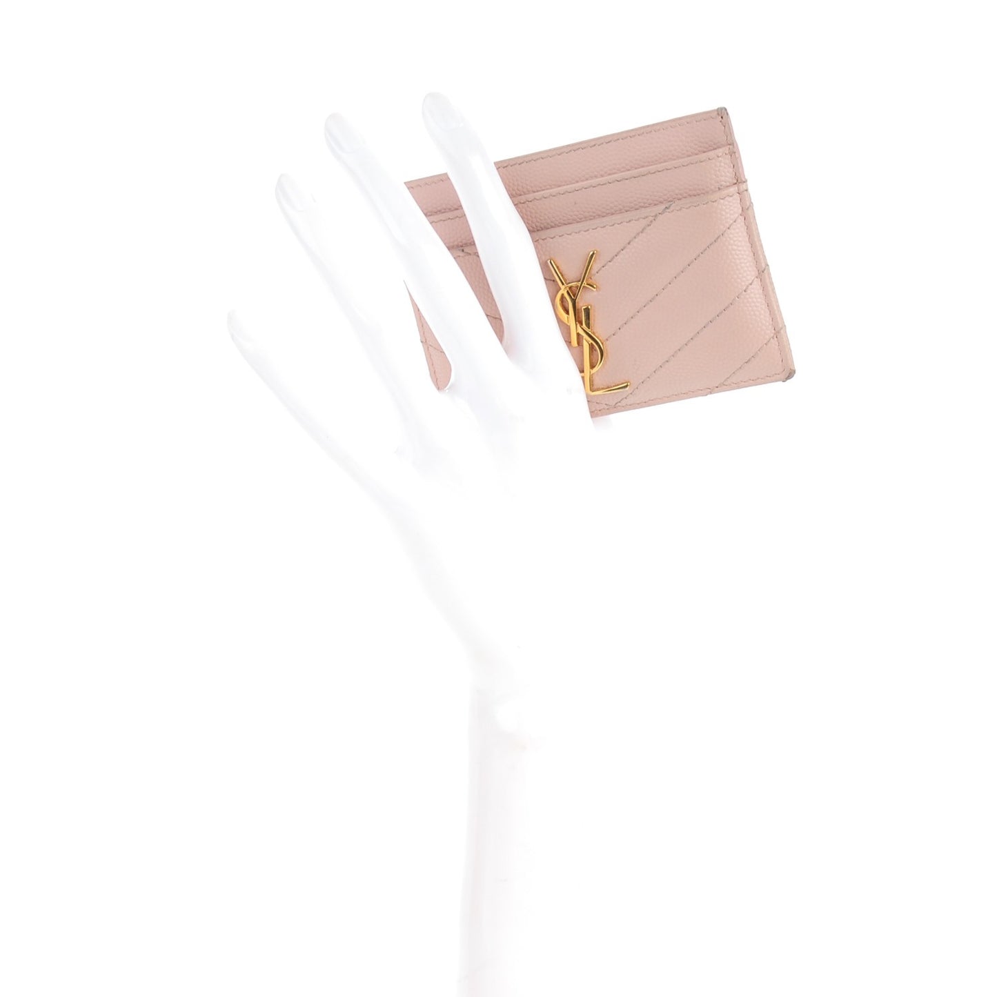 Grain De Poudre Matelasse Chevron Card Case Pale Blush