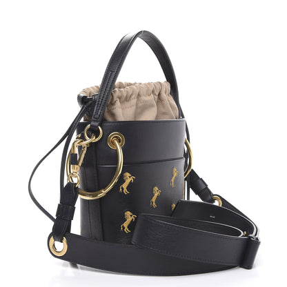 Chloe Smooth Calfskin Little Horses Embroidered Mini Roy Bucket Bag Full Blue 2 of 9