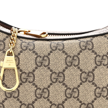 Gucci GG Supreme Monogram Textured Calfskin Web Mini Ophidia Half Moon Hobo Beige Ebony New Acero 8 of 10