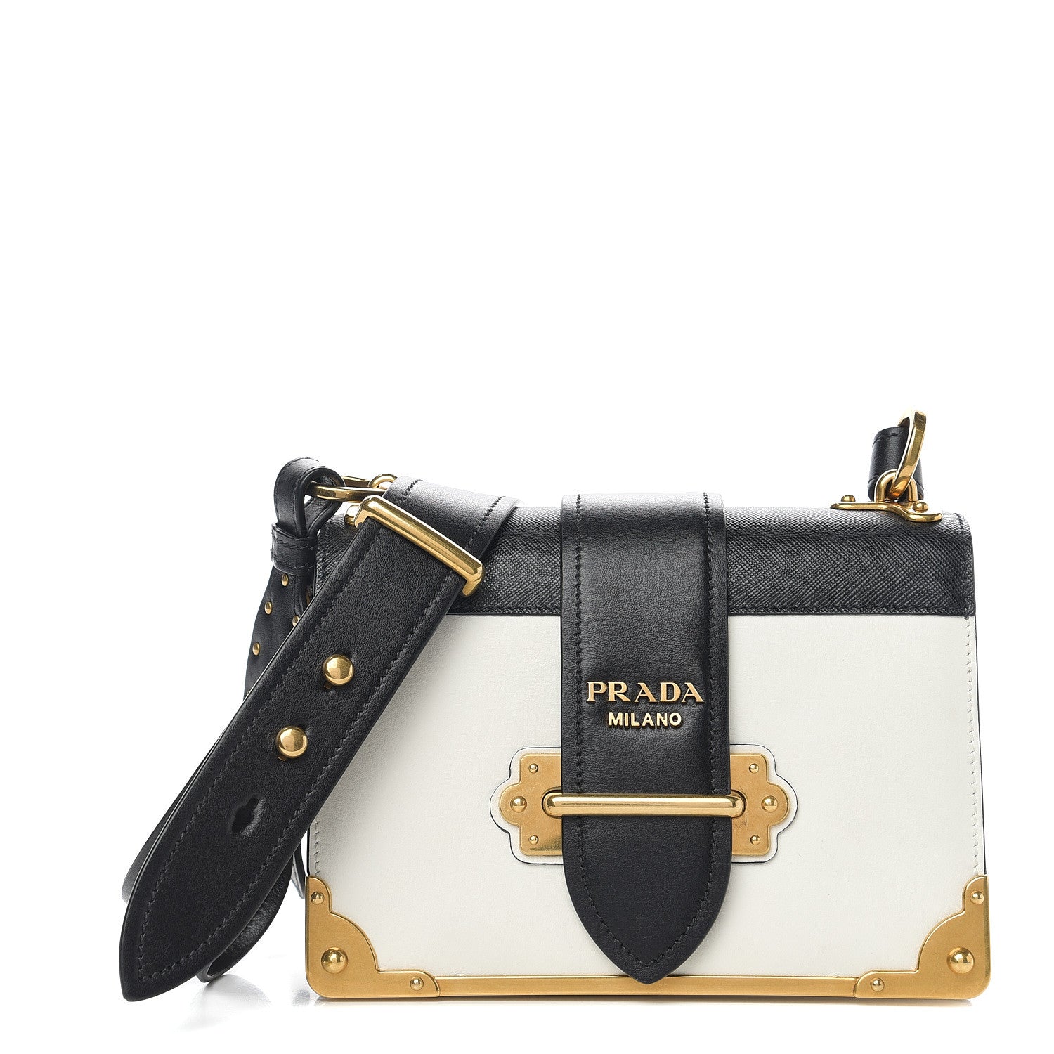 Prada City Calf Saffiano Cahier Bag Talco Black 1 of 12