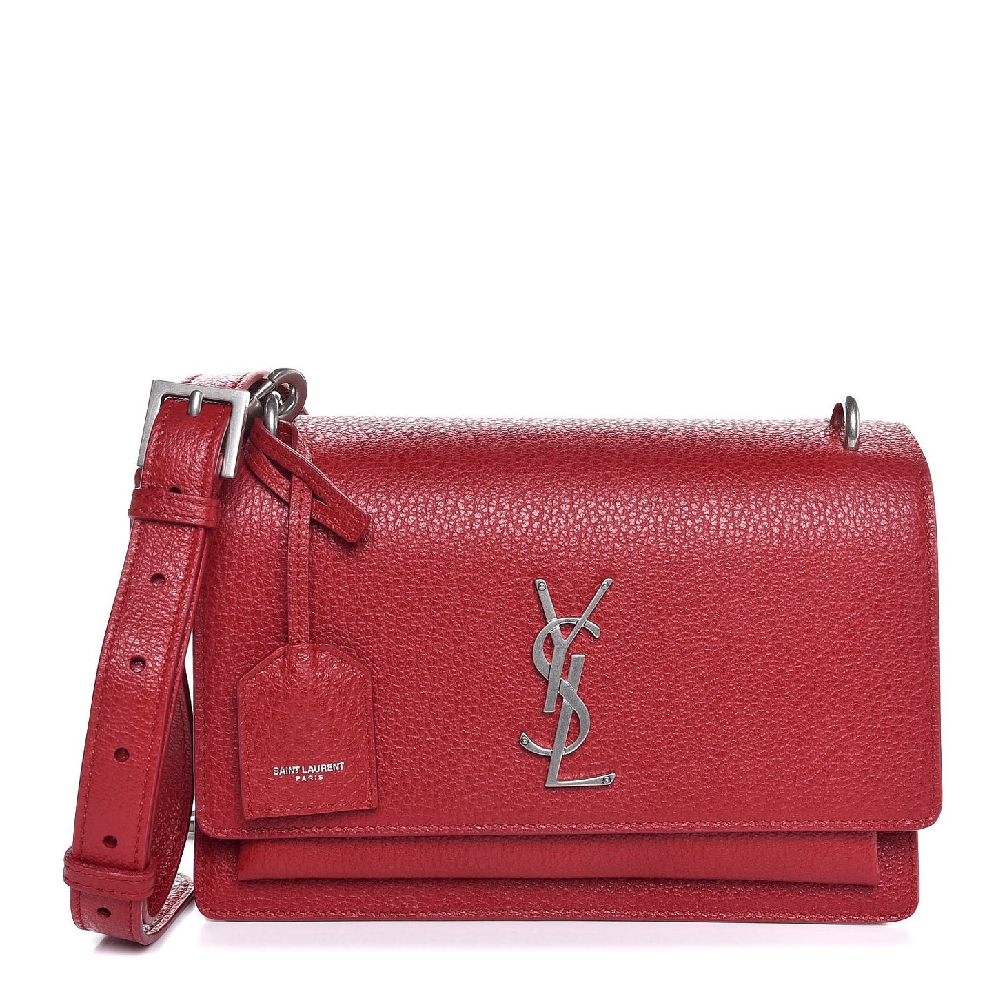 Grained Calfskin Medium Monogram Sunset Satchel Red
