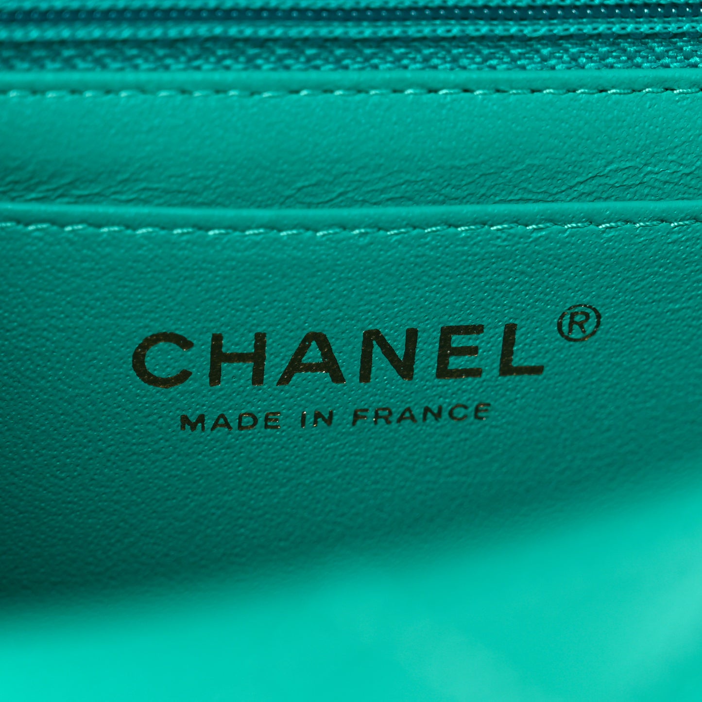 Caviar Quilted Mini Rectangular Flap Turquoise
