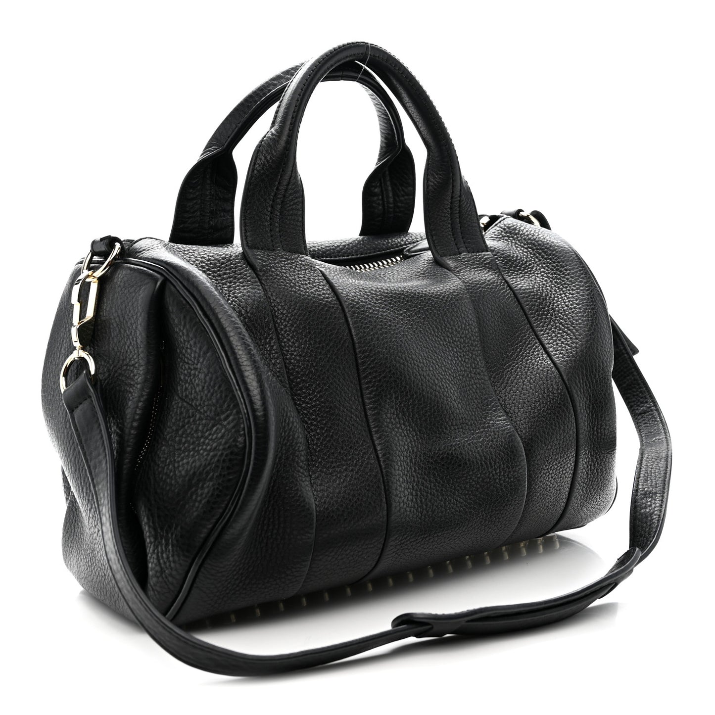Pebbled Lambskin Rocco Black Pale Gold Hardware