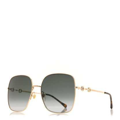 Gucci Metal Horsebit Square Sunglasses GG0879S Gold 1 of 10