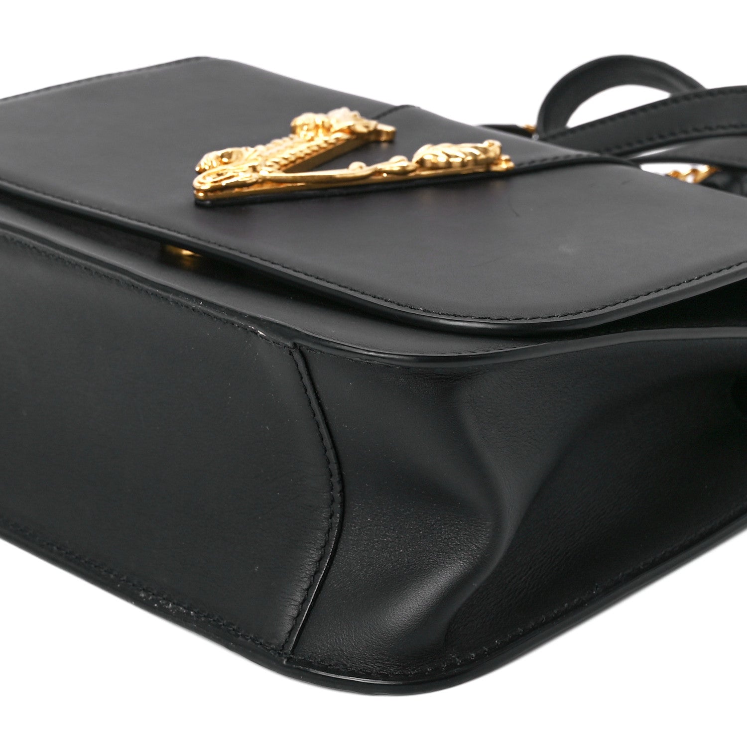 Versace Vitello Barocco Virtus Top Handle Shoulder Bag Black 12 of 14