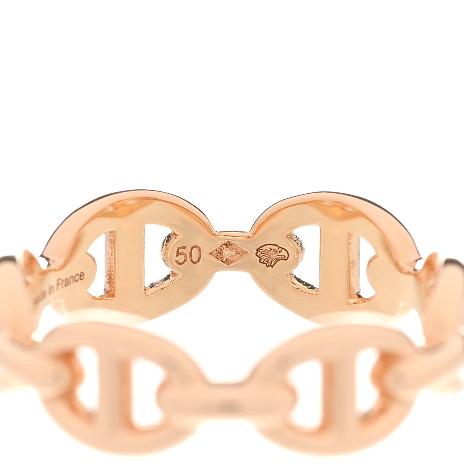 Hermes 18K Rose Gold PM Chaine d'Ancre Enchainee Ring 50 5.25 7 of 9