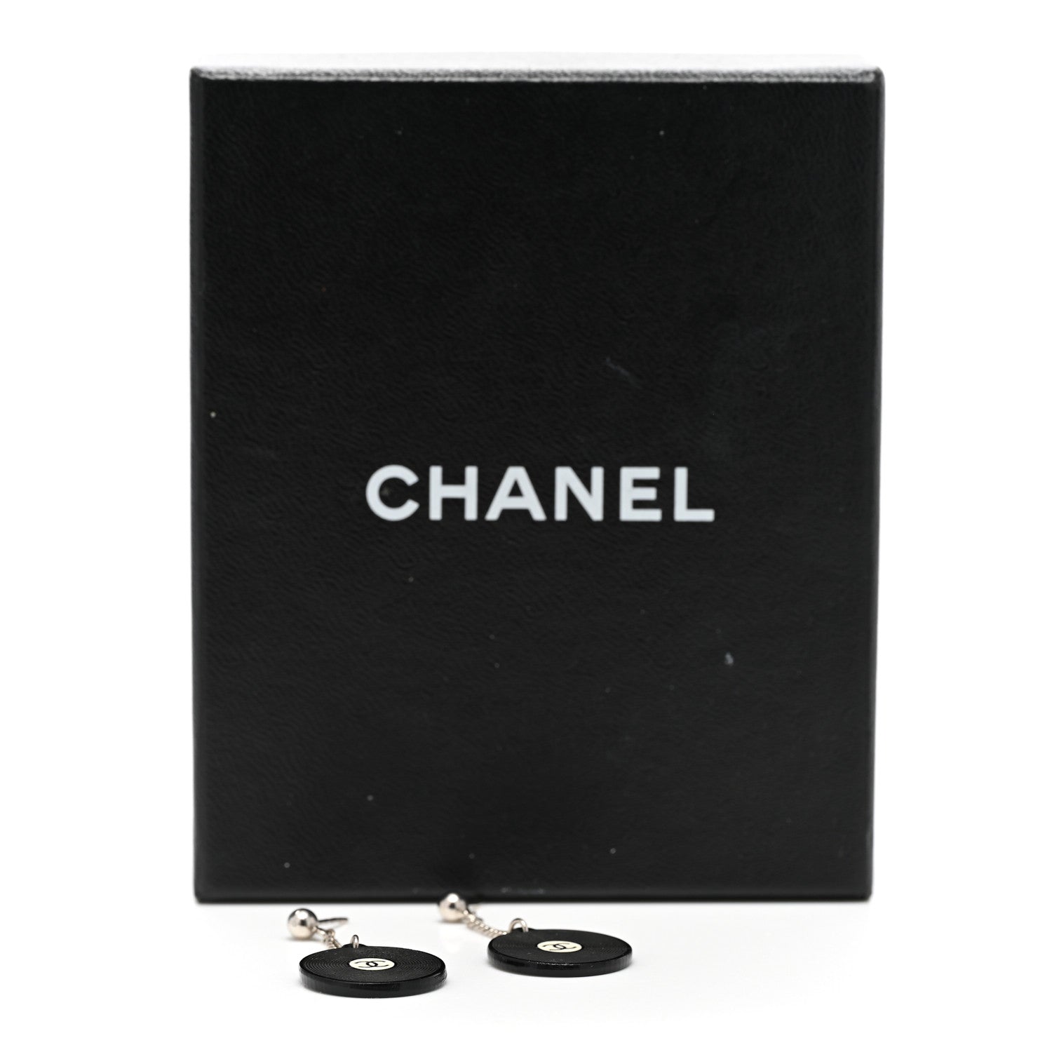 Chanel Resin CC Record Drop Earrings Black 4 of 4
