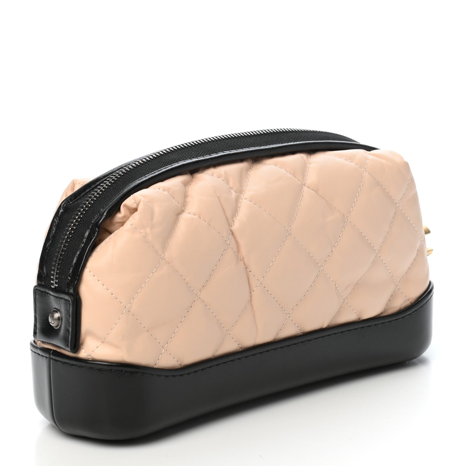 Chanel Aged Calfskin Quilted Gabrielle Classic Pouch Beige Black 2 of 6