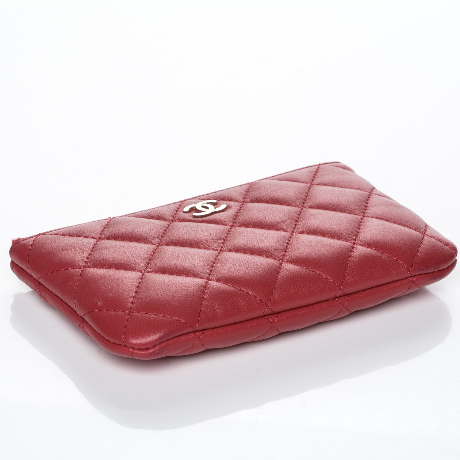 Chanel Lambskin Quilted Small Cosmetic Case Dark Pink 4 of 7