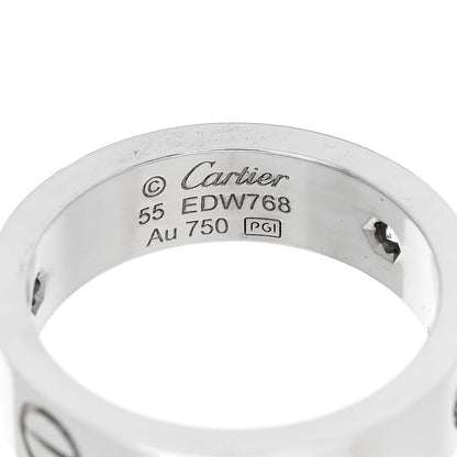 Cartier 18K White Gold 3 Diamond 5.5mm LOVE Ring 55 7.25 4 of 4