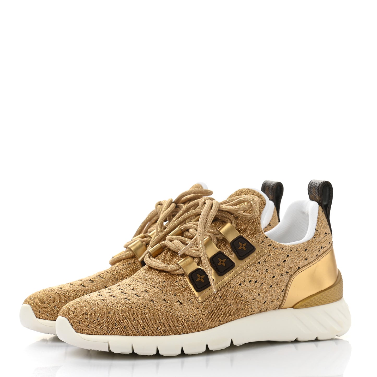 Technical Nylon Monogram Rubber Aftergame Sneakers 37 Gold